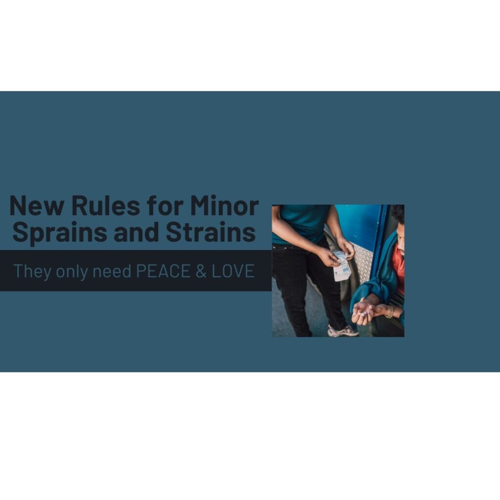 New Rules for Minor Sprains and Strains - They only need PEACE & LOVE